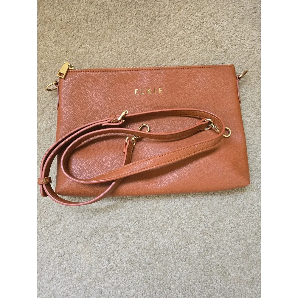 Elkie & Co. Aberdeen Cognac Brown Vegan Leather Diaper Bag Backpack Crossbody